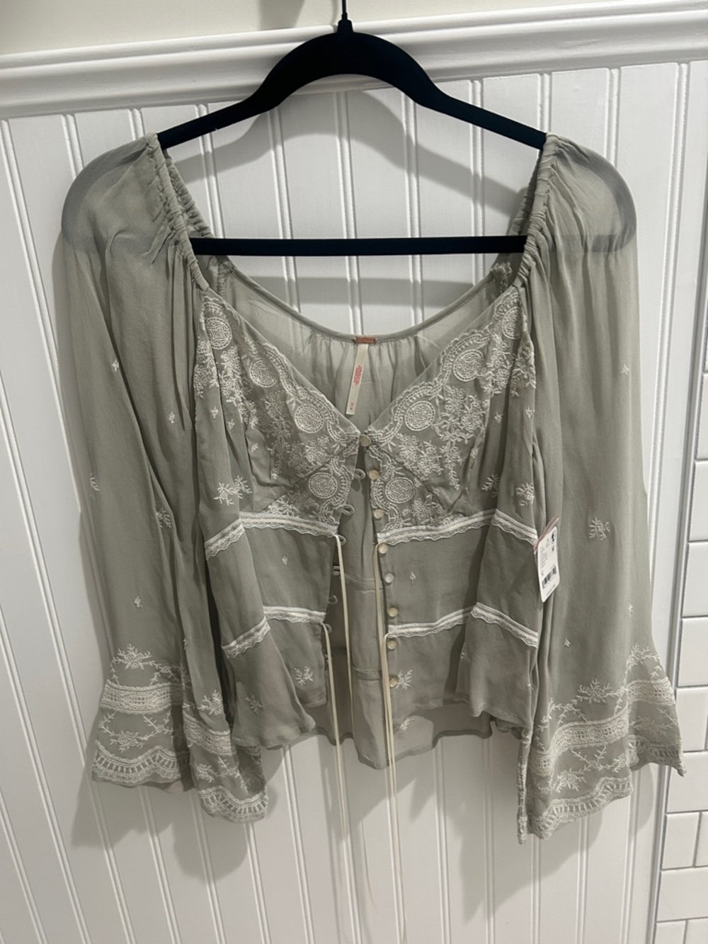 NWT Free People More Love Blouse - Sage Green
